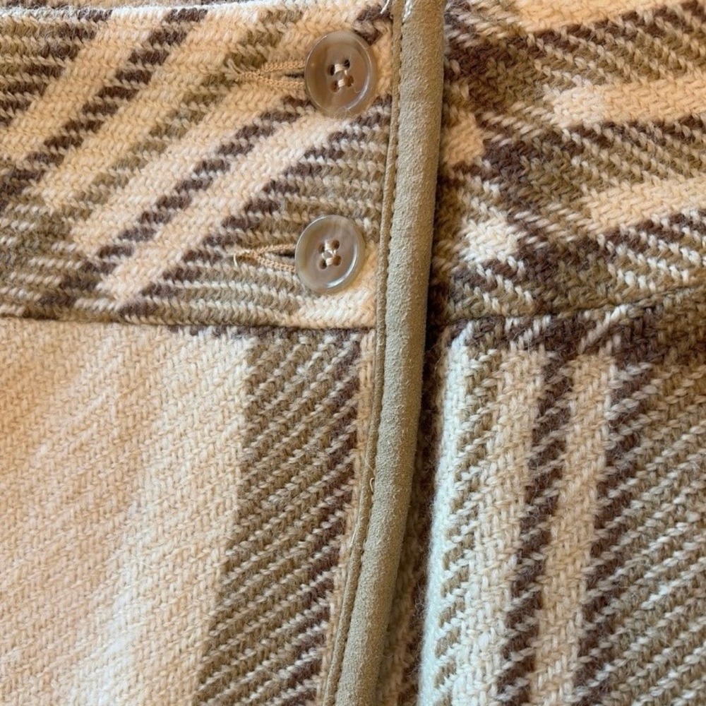 Liz Claiborne Lizsport Plaid Wool Blend Wrap Mini Skirt Scottish Moors Tan 10 - Picture 14 of 14